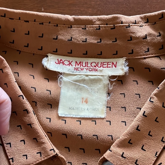 1980s VINTAGE Jack Mulqueen Printed Silk Dress ( A-1) - Picture 12 of 17